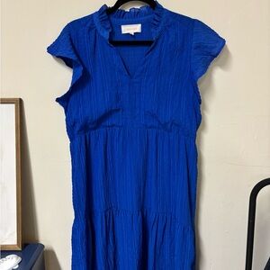 Dear John Blue Ruffled Sleeve Dress size medium